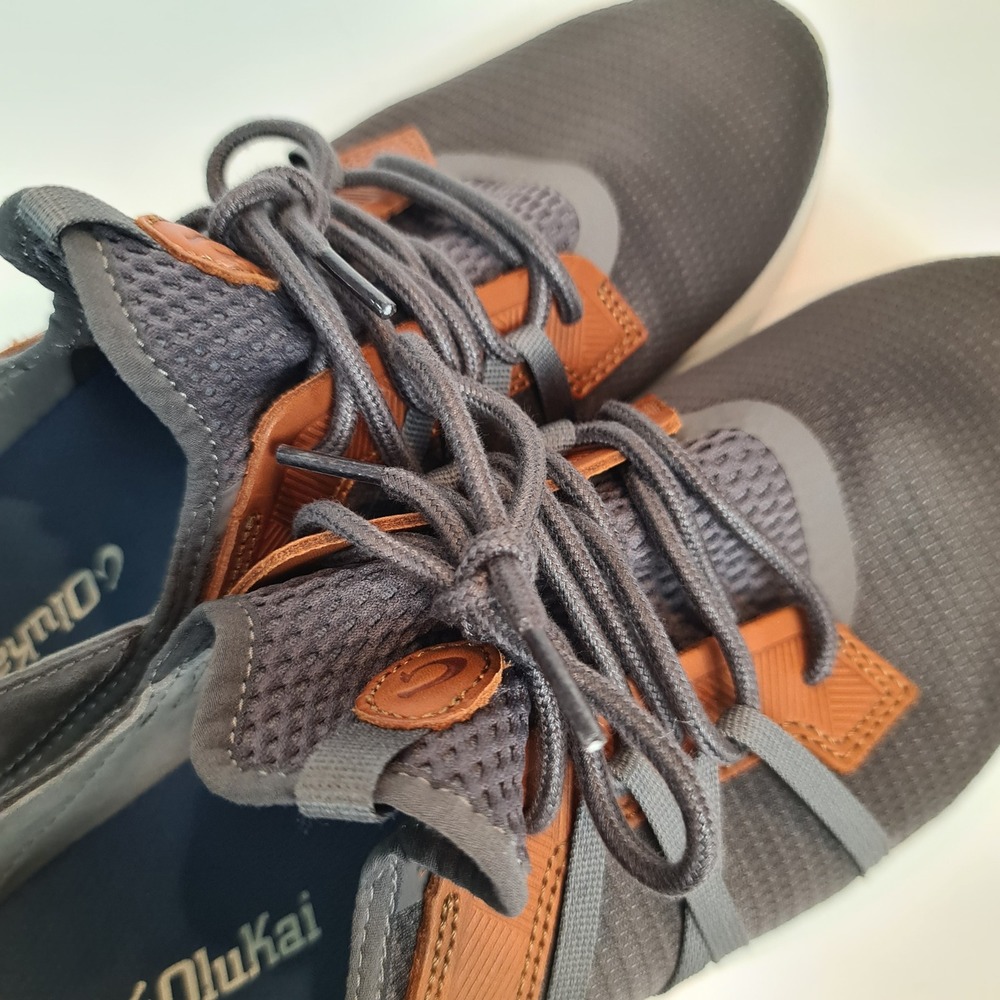 OluKai Mio Li Mens Charcoal Gray Mesh Boat Shoes Sneakers 11 Drop in Heel EUC - Picture 11 of 11